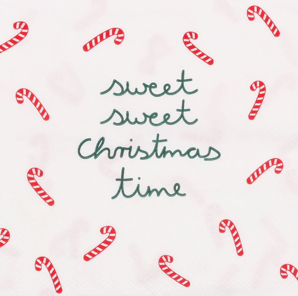 Cocktailservietten "sweet sweet Christmas time" Handschrift, Text, Weiße Tafel