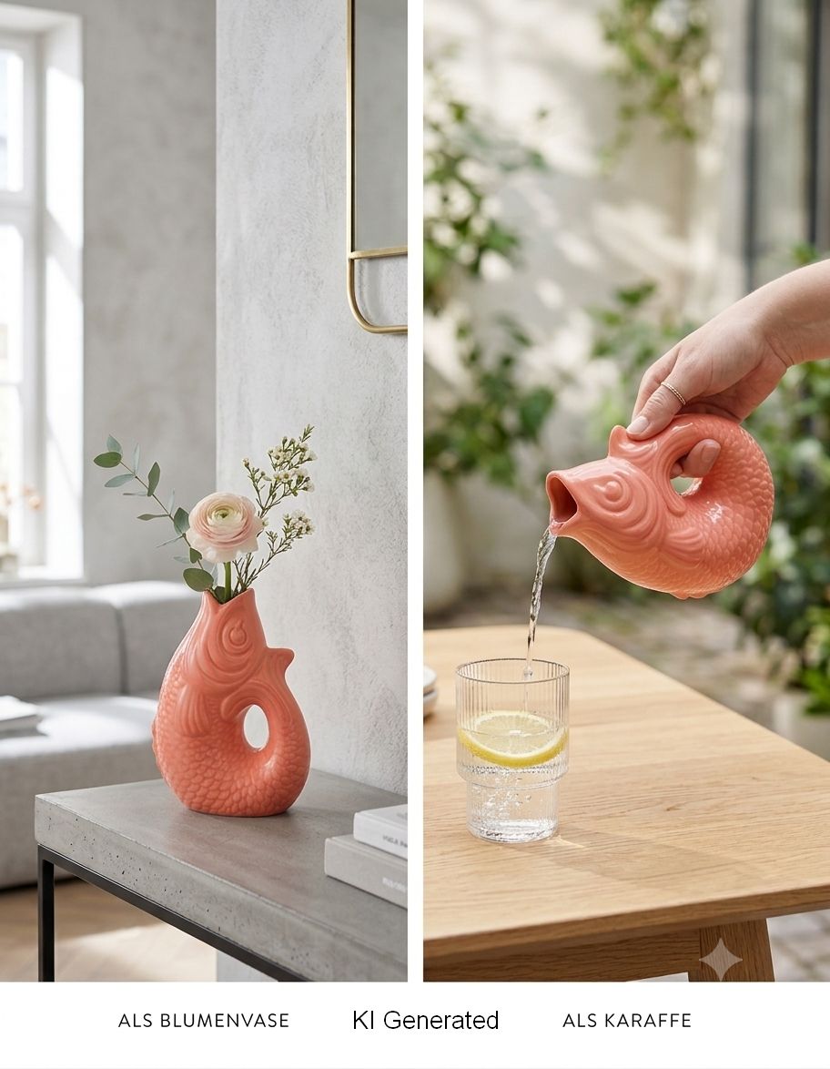 KI Generated, Fischvase 0,2l Salmon, blumenvasen, koi-figur, vase, porzellan, keramik
