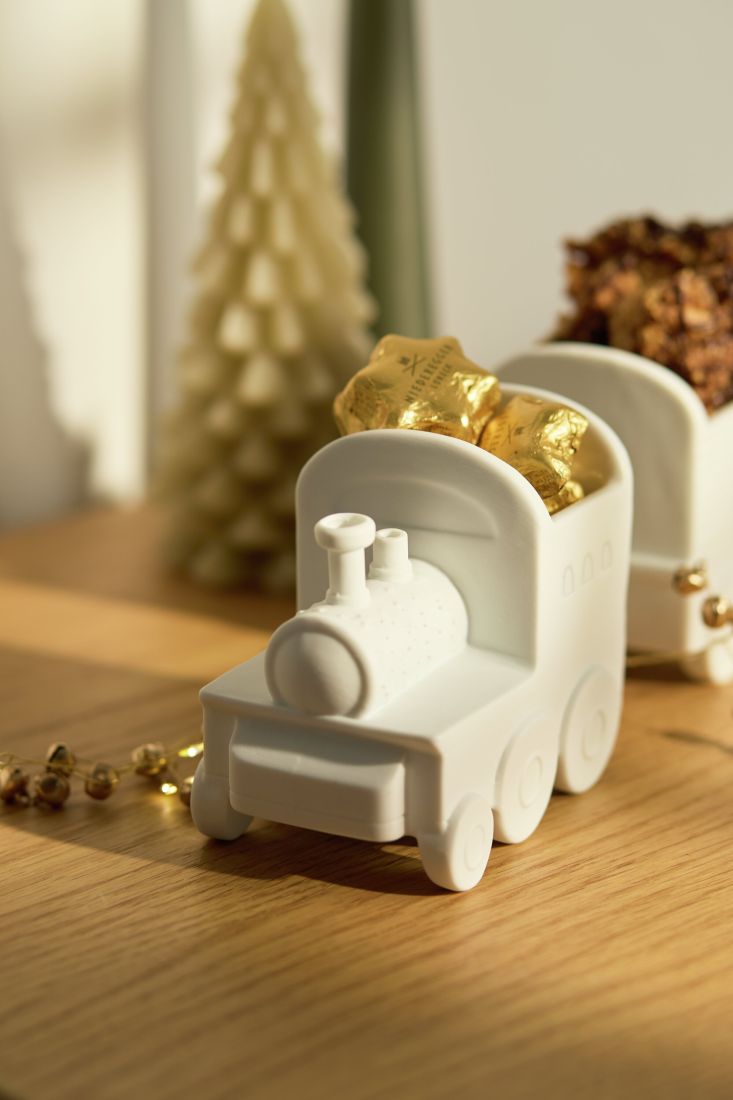 Porzellanzug, Mini-Lokomotive, Weihnachtsdeko, Weihnachtszug, Goldverpackung