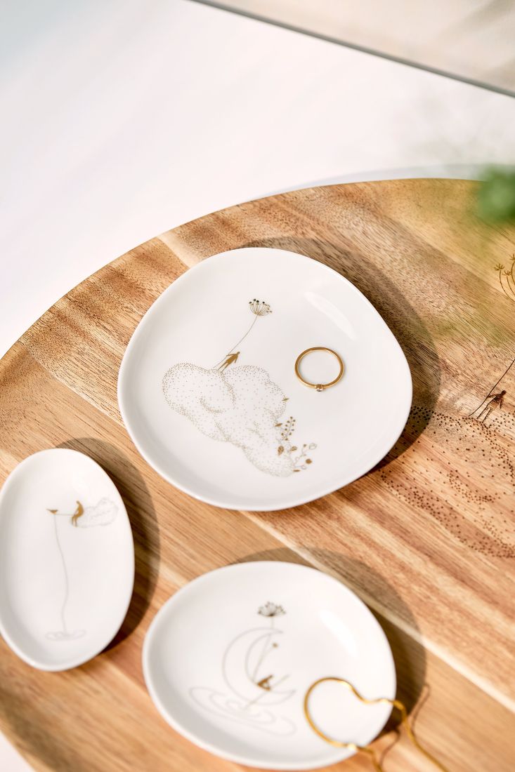 porzellan, teller, ring, gold, speiseset