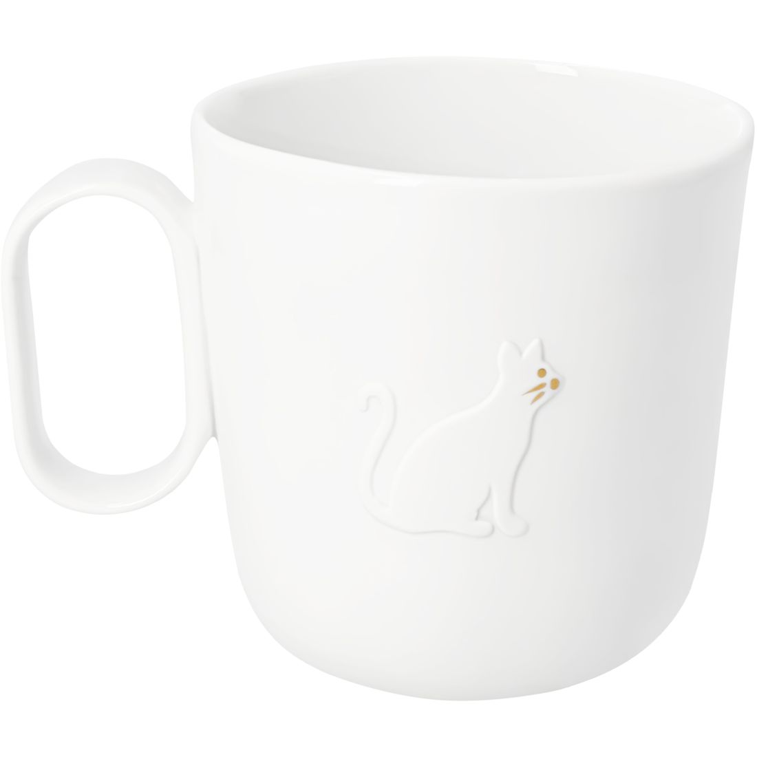 Tasse, Keramik, Weiß, Katze, Massiv-Design