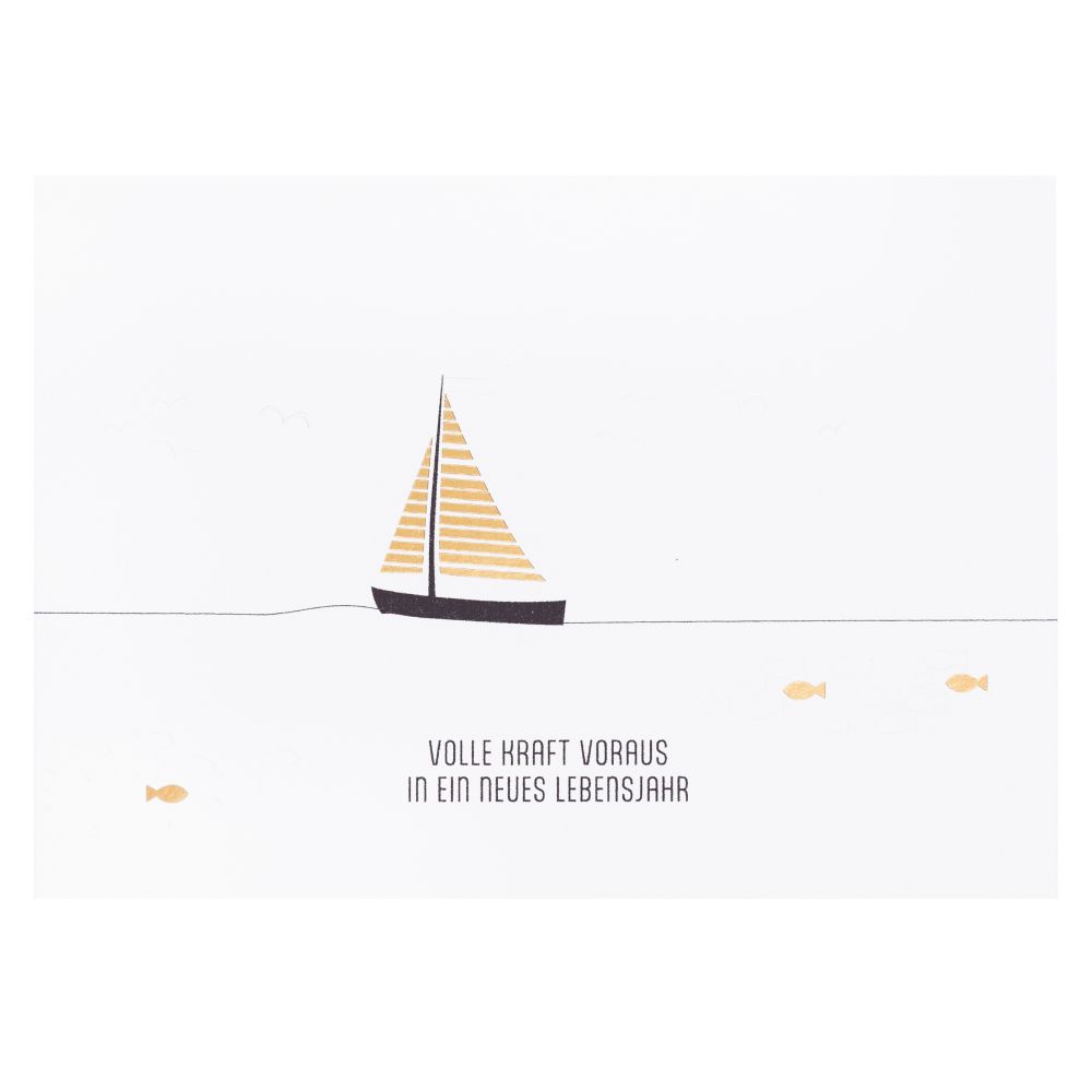 Hobbykarte "Volle Kraft" Boot, Segelboot, Fahrzeug, Jacht, Gemälde