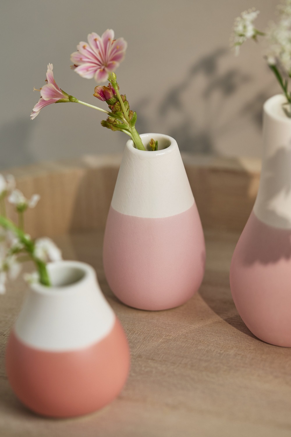 vaso, vase, keramik, pink, zweiteiliger farbblock