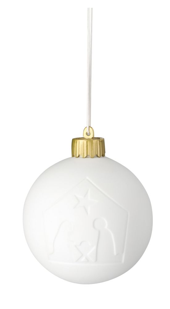 LED Porzellanlampe „Krippe“ – Weihnachtskugel mit Licht & Krippenszene