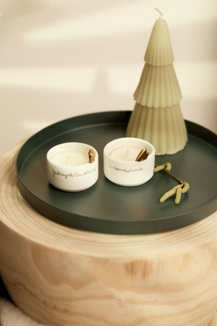 Käsefondue-Set, Teelichte, Kerze, Holzteller, Weihnachtsdeko