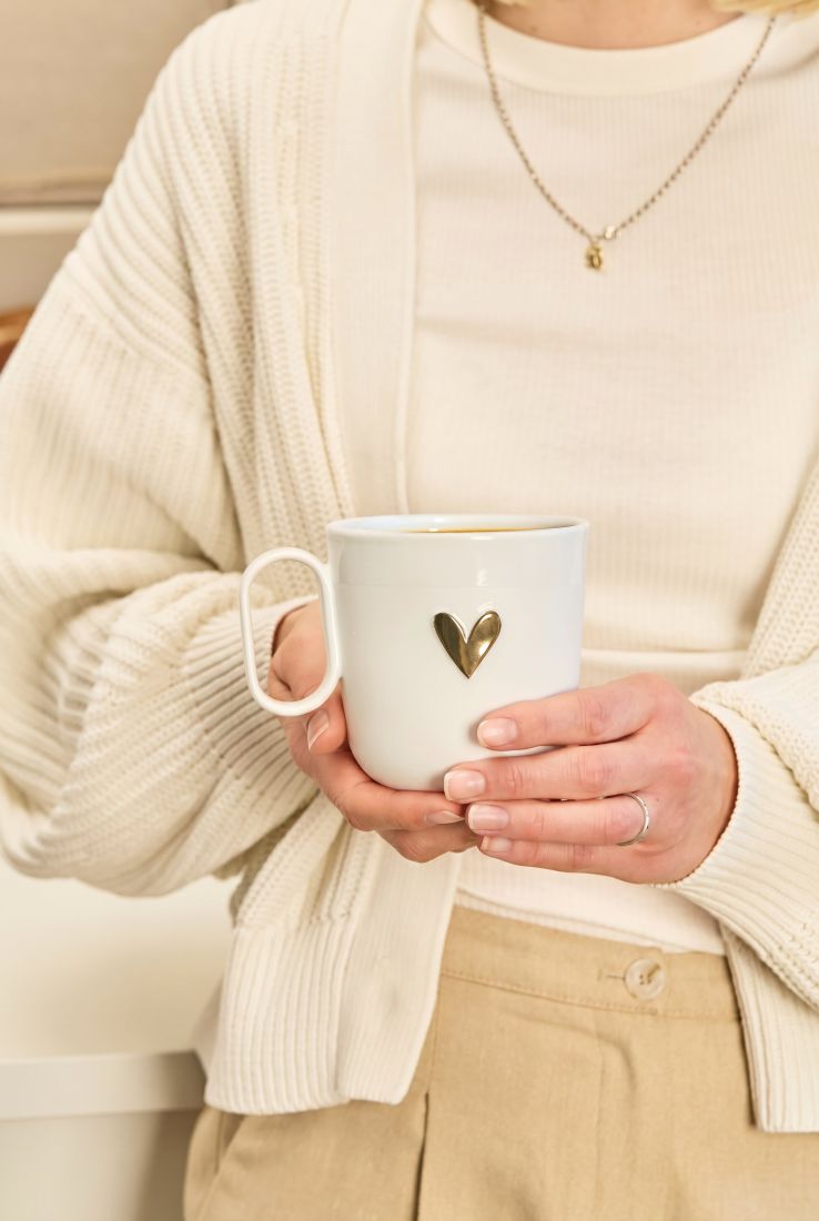 Kaffeetasse, Herzdeko, Keramiktasse, Becher, Alltagstasse