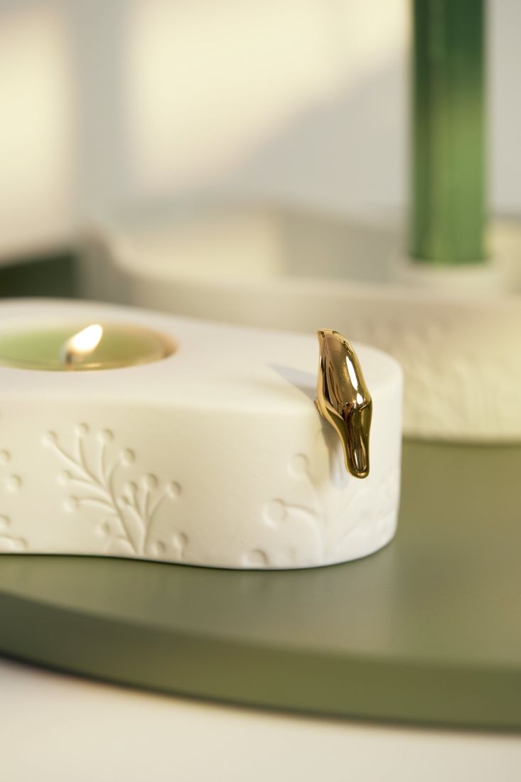 Kerzenhalter, Teelicht, Porzellan, Ornament, Goldfarben