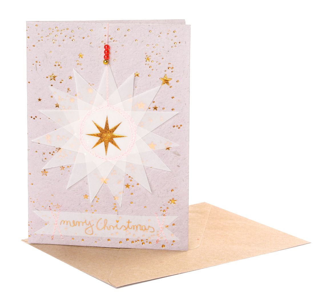 Transparentsternenkarte Merry Christmas von Good old friends mit goldenem Stern--Akzent