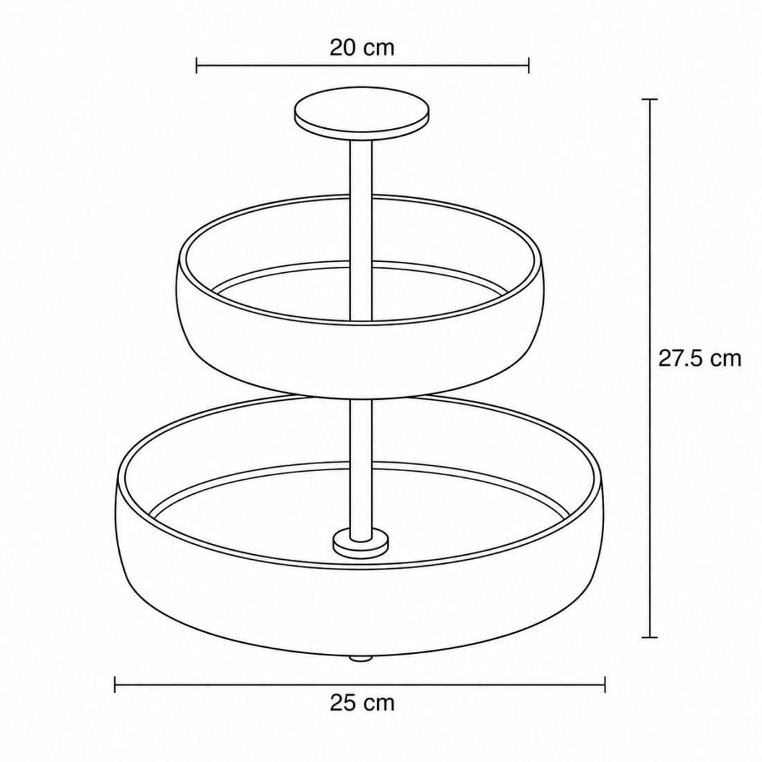 Stufenständer, Zweistöckig, Metallrahmen, Runde Ablagen, Durchmesser 25 cm