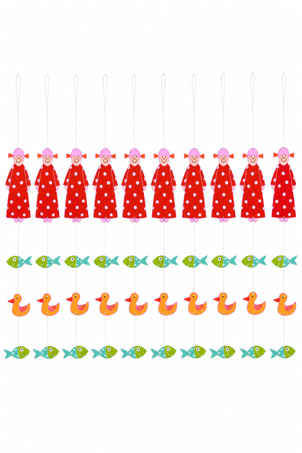 Wanddekoration, Papierfiguren, Daumenfaden, Papierstab, Wimpelkette