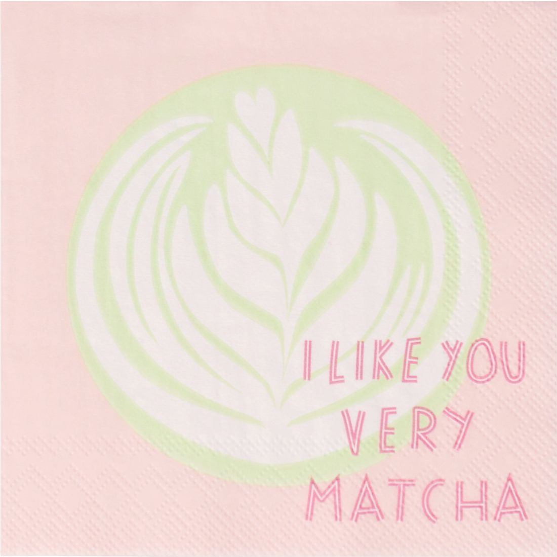 Packung mit 20 Stück kleinen räder Design Cocktailservietten mit dem Spruch I like you very Matcha