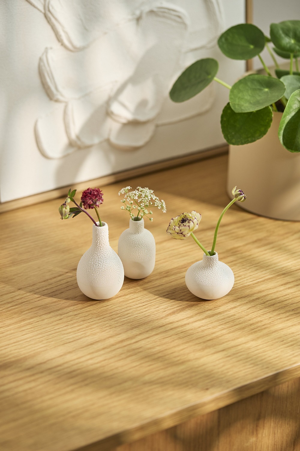 Vase, Mini-Vase, Keramik, Weiß, Blumenarrangement