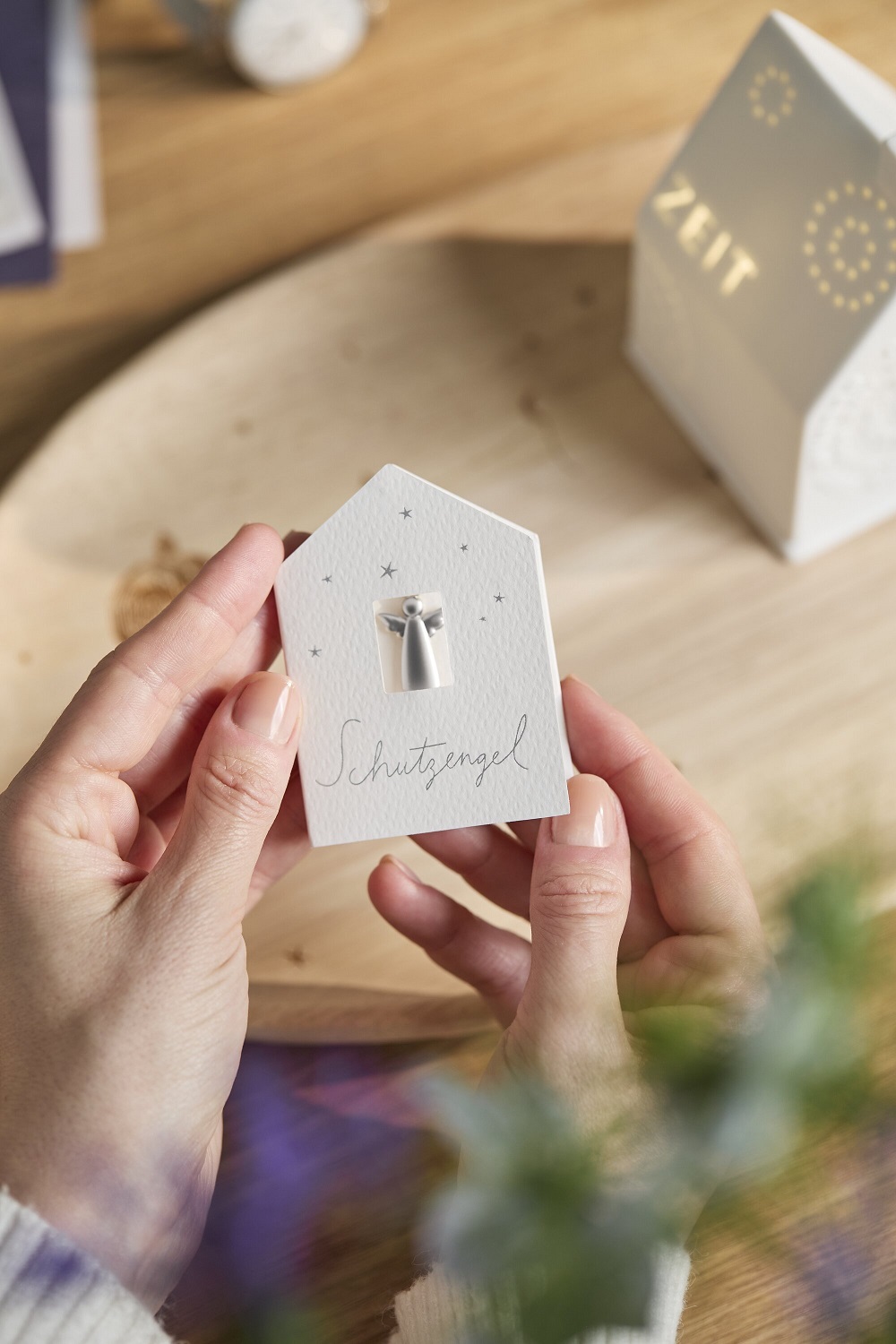 Schutzengel, Geschenkanhänger, Weihnachtsdeko, Miniaturfigur, Gravur-Tag