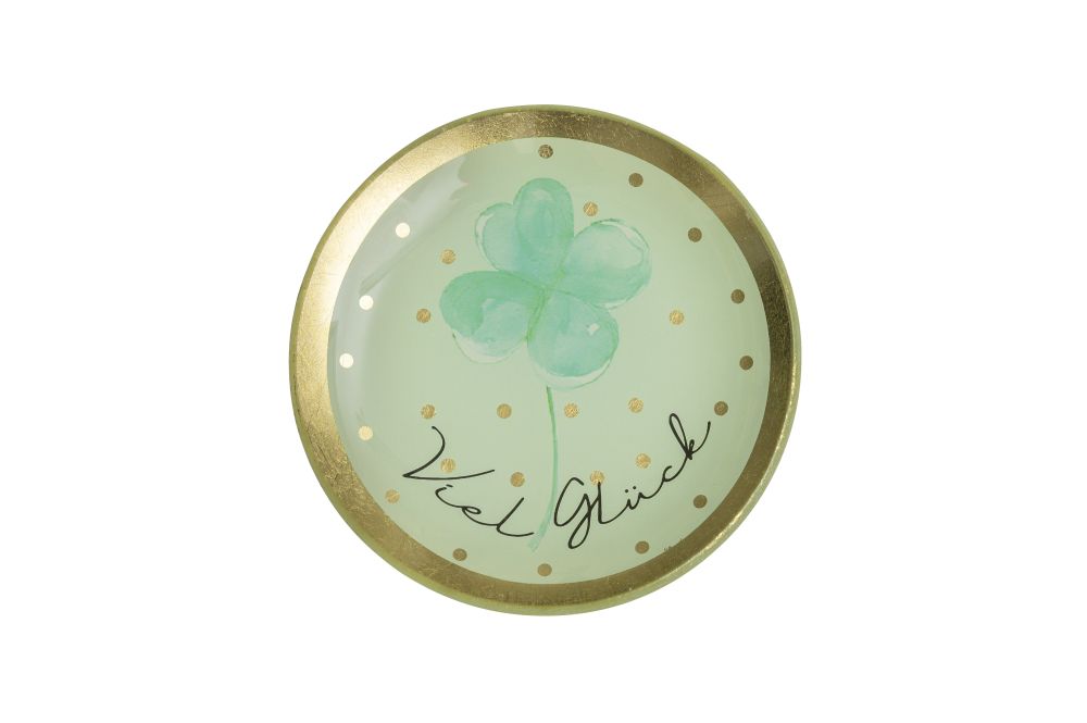 Love Plates, Glasteller "Viel Glück" Porzellan, Töpferei, Mahlzeit, Teller, Gericht