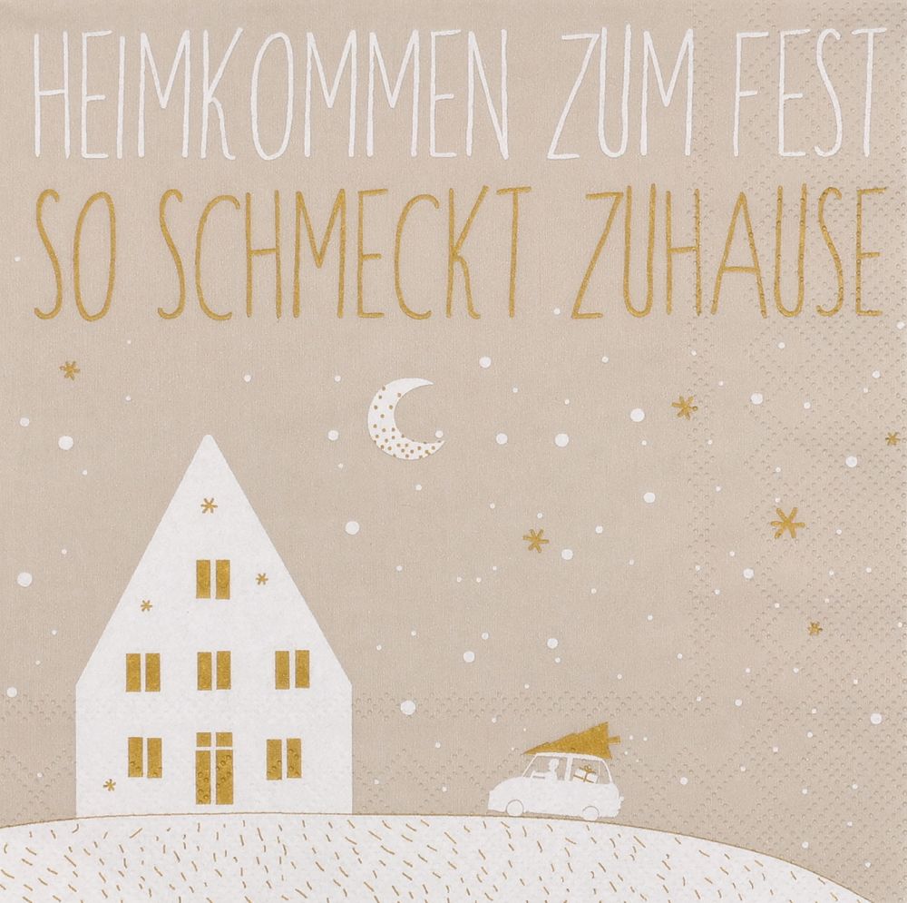 Servietten "Heimkommen zum Fest" Briefumschlag, Grußkarte, Post, Auto, Fahrzeug
