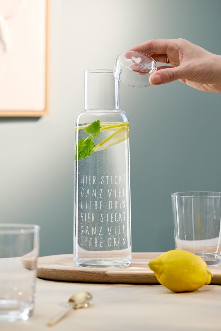 Glasflasche, Wasserflasche, Zitrone, Minze, Glasbehälter