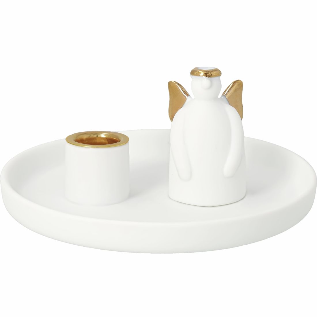 Schmuckset, Kachelhalter, Kerzenhalter, Weiß, Goldakzente