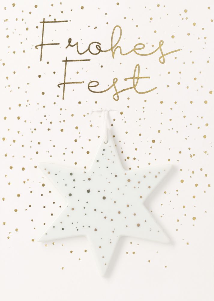 Grußanhänger Stern "Frohes Fest" Papier, Text