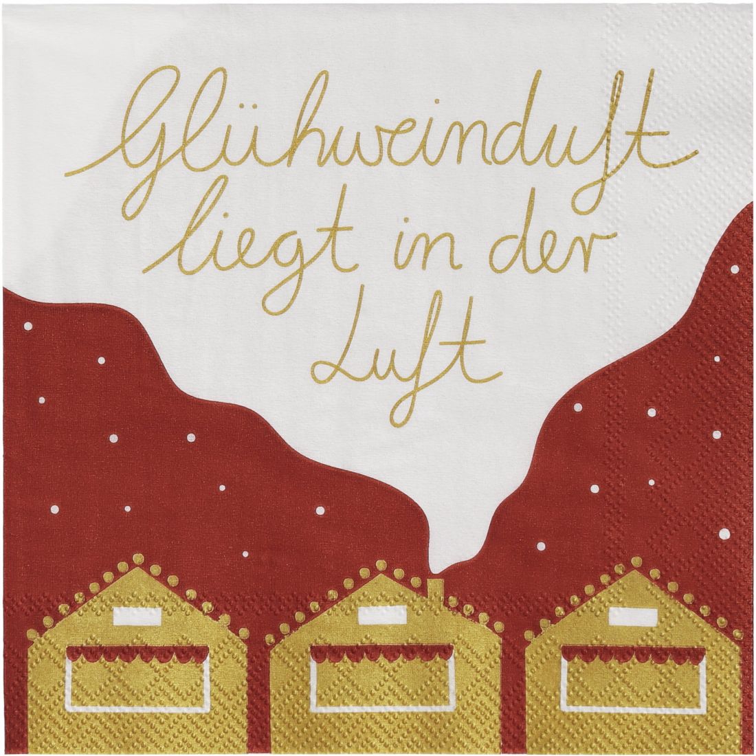 Packung der kleinen, 3-lagigen räder Papierservietten Glühweinduft liegt in der Luft für den Winter