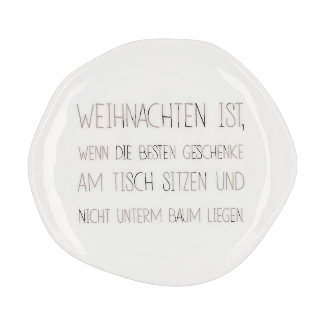 Teller "Weihnachten ist", klein Besteck, Löffel, Porzellan, Töpferei, Teller