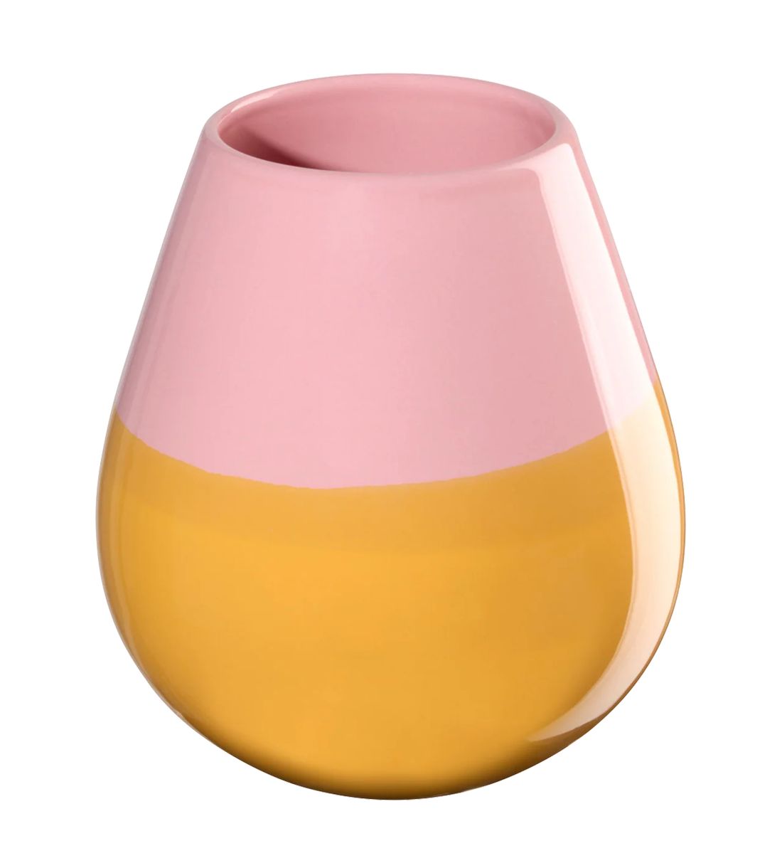 Bauchige ASA Steingut-Vase Ease Joy 18 cm glänzend in Rosa und Gelb