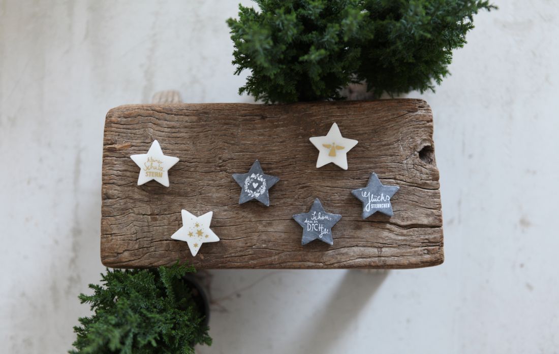 Sterne, Kerzenaufsteller, Holzblock, Weihnachtsdekoration, kleine Sterne