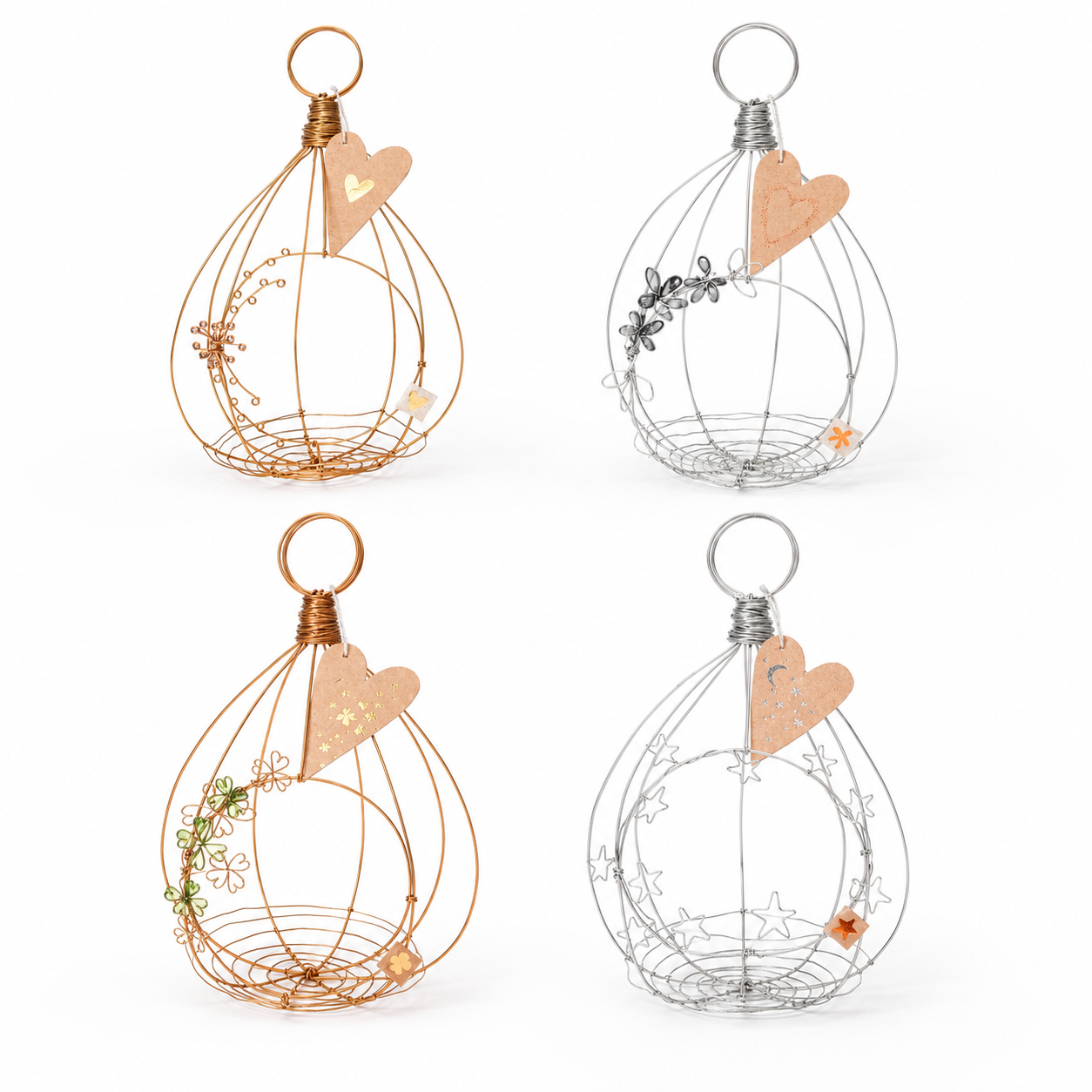 Korb-Design, Geflecht-Skulptur, Herz-Anhänger, Metallrahmen, Dekorationsanhänger