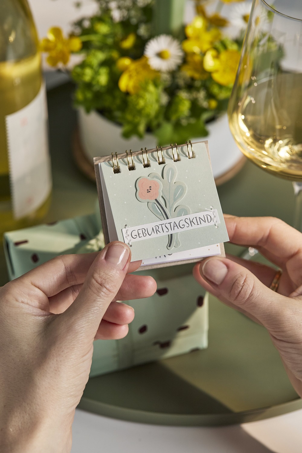 Geburtstag, Notizblock, Kalender, Mini-Notiz, Blumen