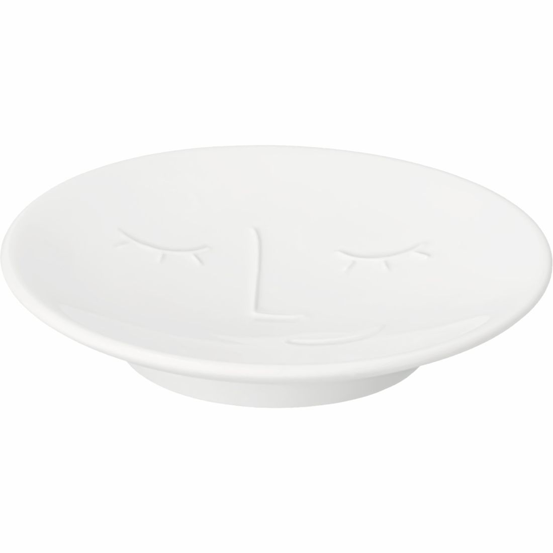 Nahaufnahme des Hoch-Relief-Gesichts auf dem glasierten räder Wein Topper Feinschmeckerin