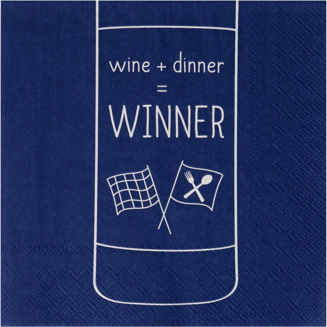 Packung mit 20 Stück räder Design Lunchservietten mit dem Spruch Wine + Dinner = Winner