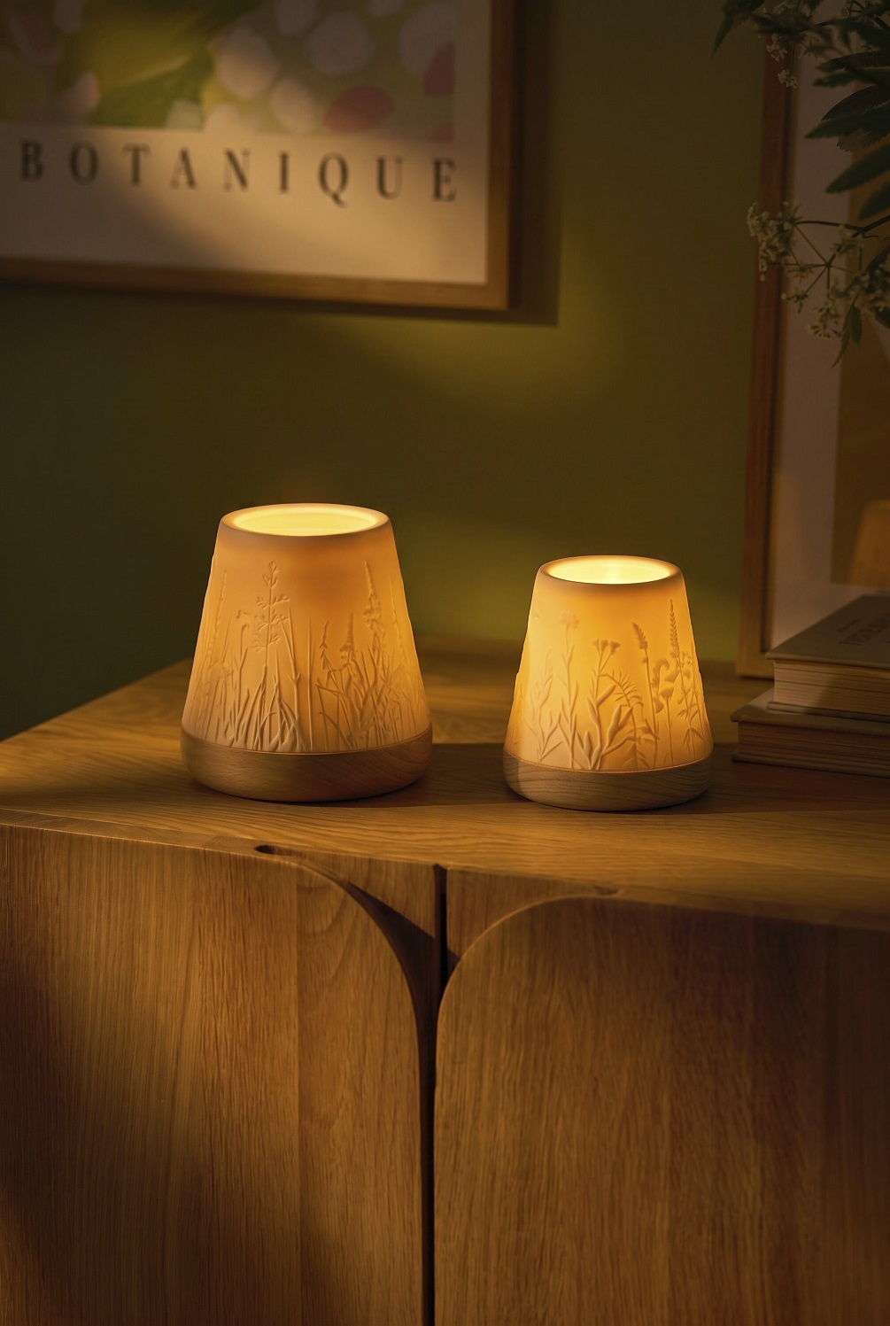 LED-Lampe, Sandstein-Design, Kerzenhalter, Holz, Dekolicht