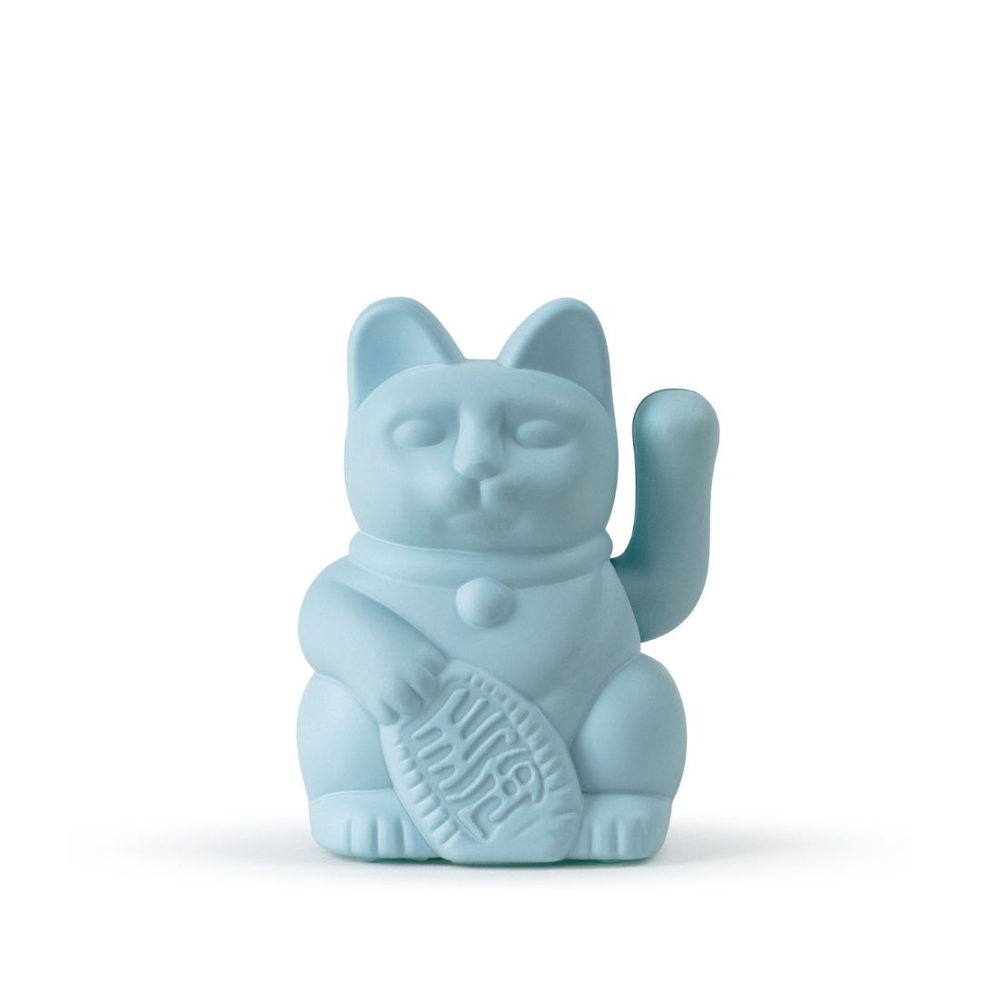 Mini Winkekatze "Lucky Cat Solar Hellblau" Figur, Kunst, Porzellan, Töpferei