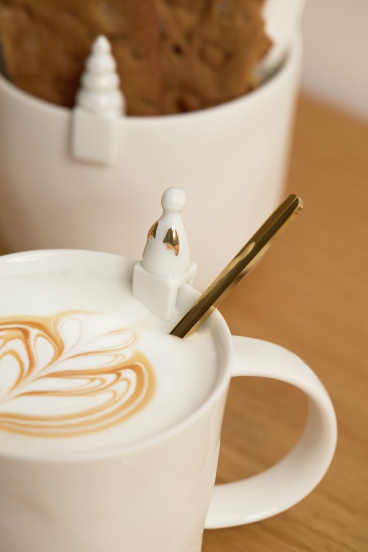 Kaffeebecher, Milchschaum, Kaffee Latte, Herstellerunabhängig, Dreizacklöffel