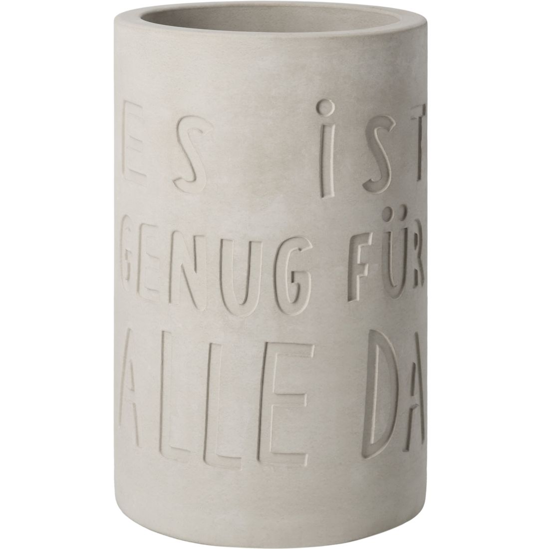 Vase, Betonoptik, Zylindrisch, Gerillt, Wortprägung