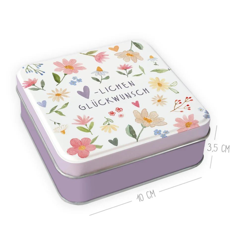 Metallbox, Blumenmotiv, kleine Box, Pastell, Blumen