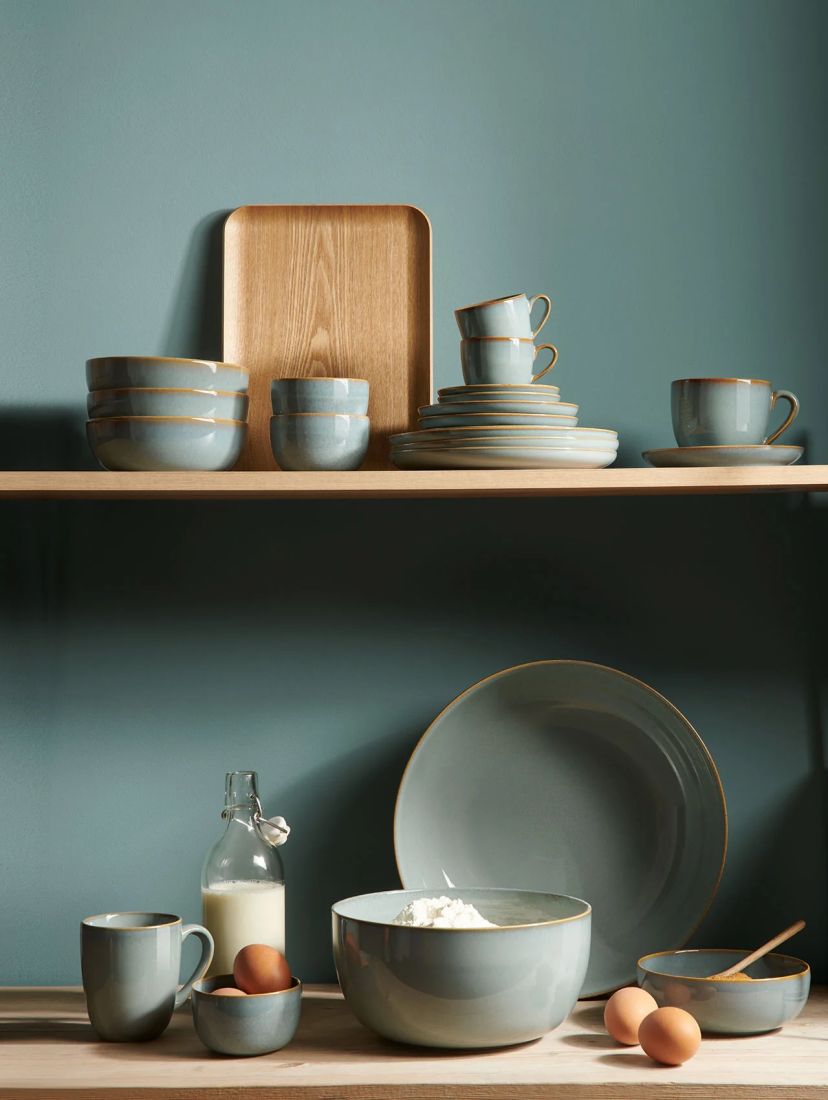 Teller-Set, Geschirr, Porzellan, Geschirr Eucalyptus, Kaffeetasse
