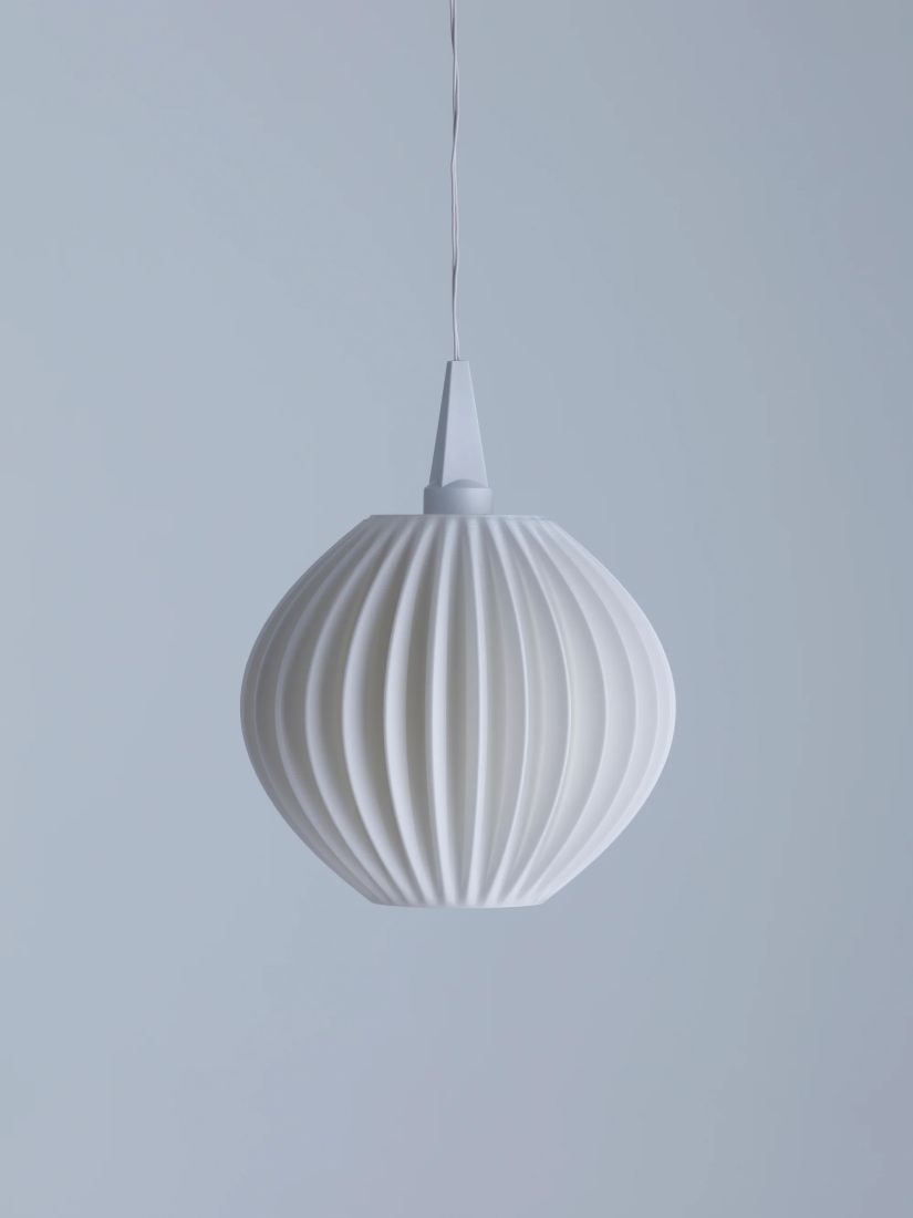 Hängelampe, Kunststoff, Weiß, Rippenstruktur, LED-Lampe