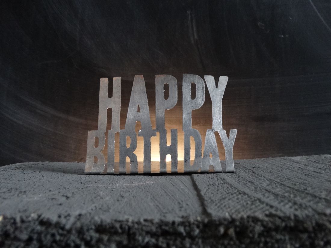Happy Birthday, Dekoration, Metallisch, Kerzenhalter, Kuchenaufsatz