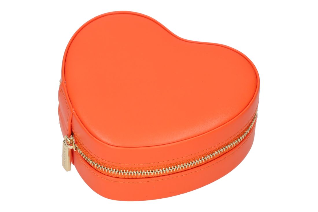 Herzformige Box, Orange, Koffer, Kunstleder, Reißverschluss