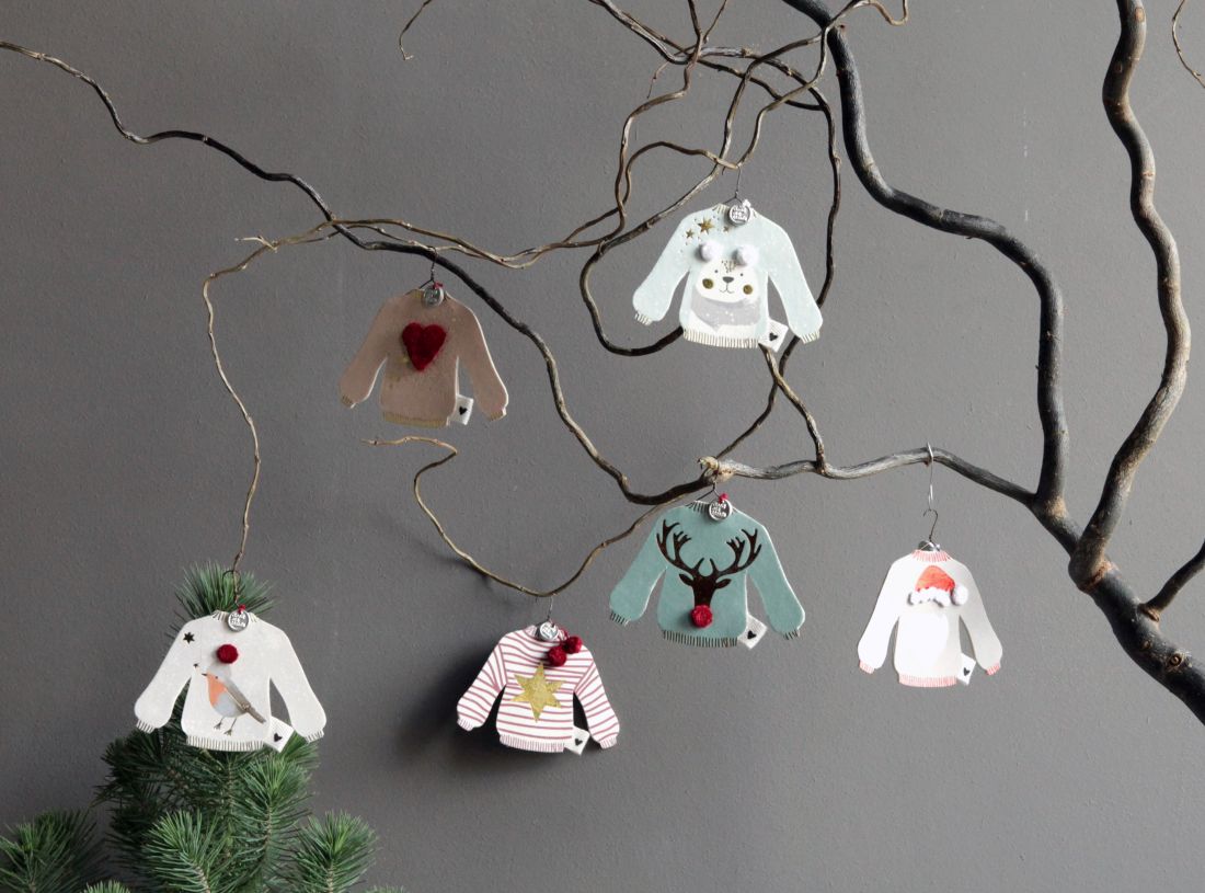 Hängerdeko, Weihnachtsornament, Pulloveranhänger, Kleidungmuster, Tiermotiv