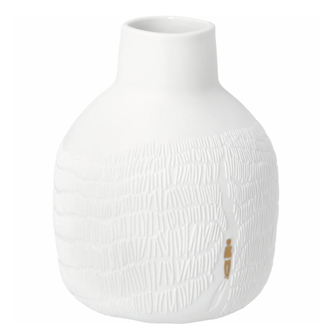 räder Designvase Gräser im Wind aus Porzellan mit Relief und Golddekor