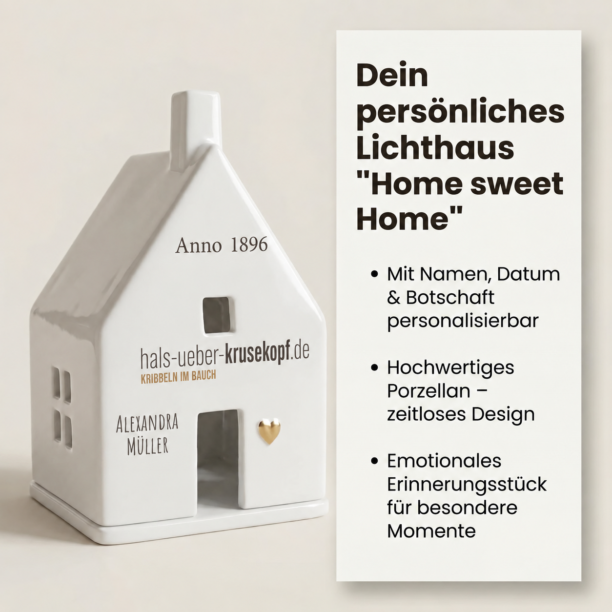 Porzellan-Krippe, Kriechkopf, Kirchenhaus, Miniaturhaus, Emotionales Erinnerungsstück