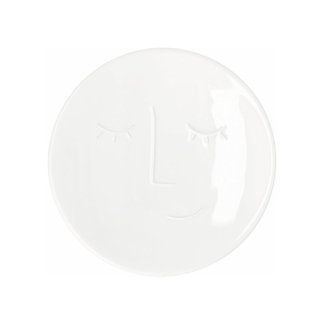 Kleiner weißer räder Porzellan Wein Topper mit Relief-Gesicht für Weingläser