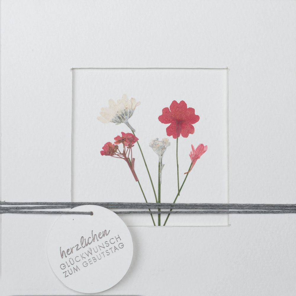 Blumenpasspartout Karte "Herzlichen Glückwunsch zum Geburtstag"