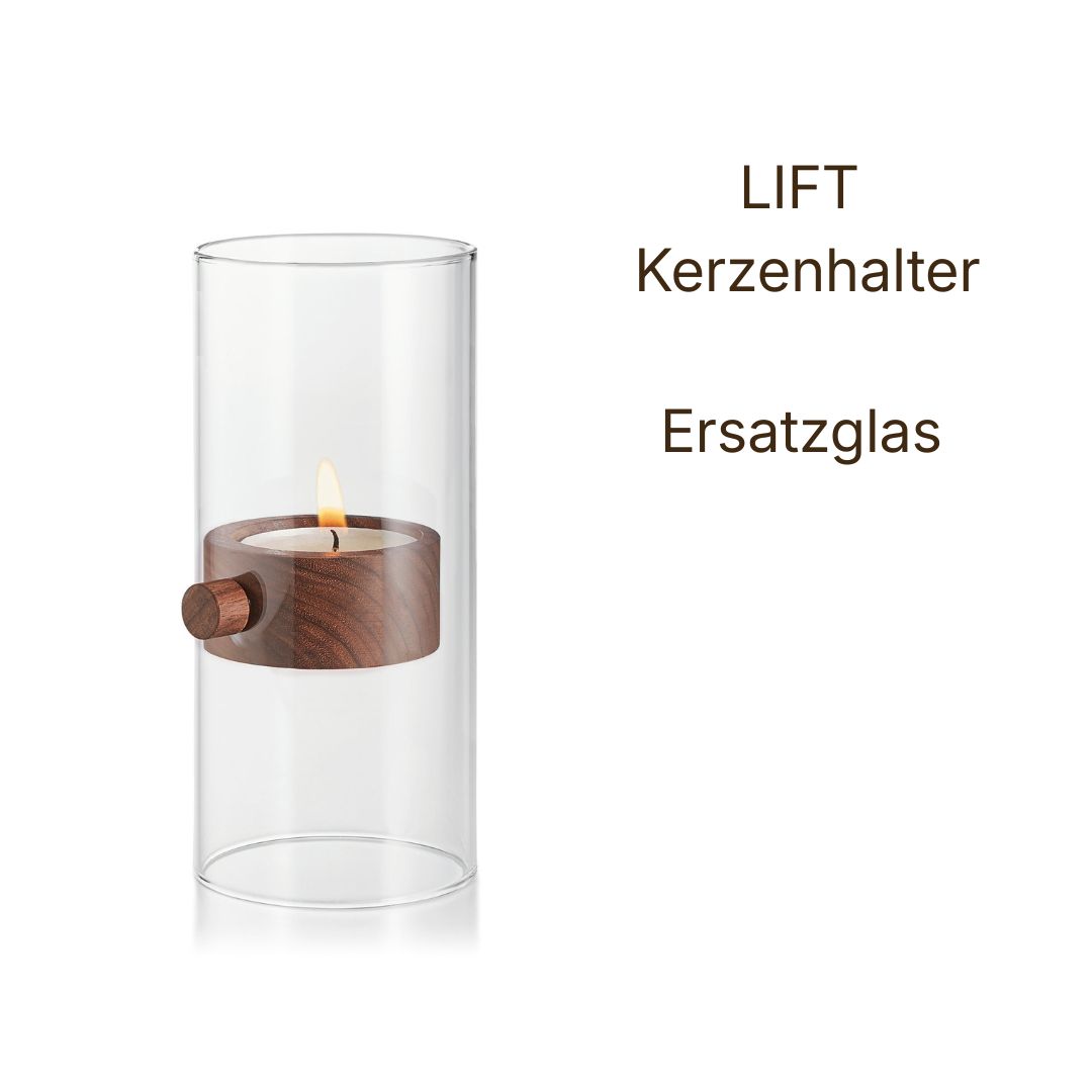 Kerzenhalter, Ersatzglas, Holz, Glas, Vase