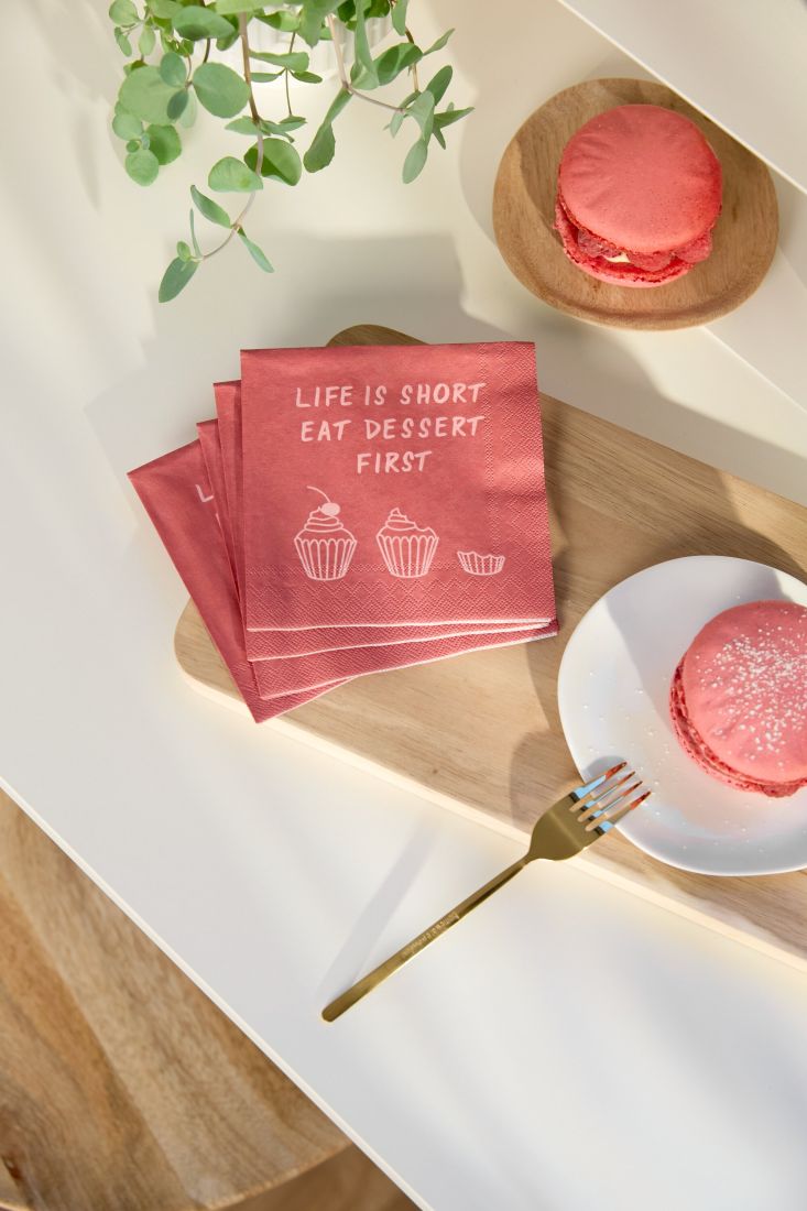 Papierservietten, Dessert-Servietten, Cupcake-Design, Macaron, roter Kuchen