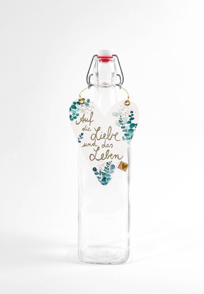 Flaschenanhänger "Auf die Liebe und das Leben" Flasche