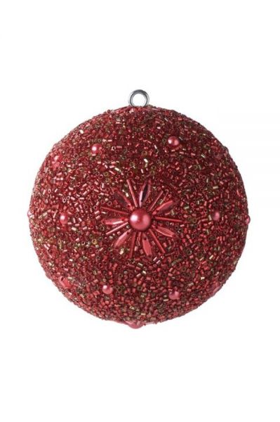 Opium, Weihnachtskugel 10cm Perlen, rot