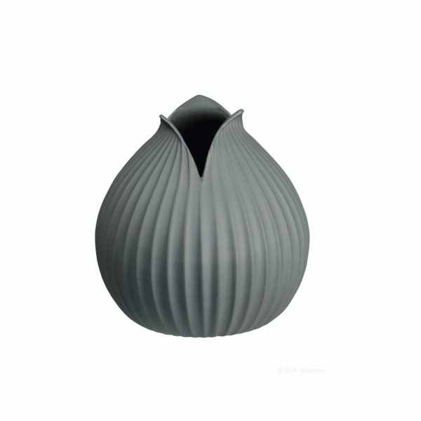 Vase mit Rillenstruktur, basalt 18 cm