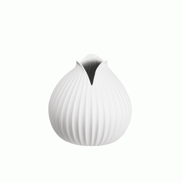 Vase mit Rillenstruktur, weiß 18 cm